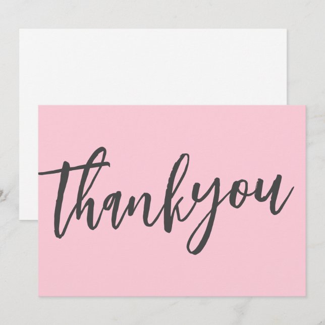 Cartão De Agradecimento Casamento Moderno Chic Rosa Caligrafia Script  (Frente/Verso)