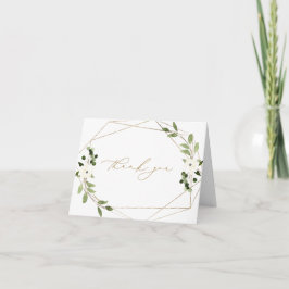 Cartão De Agradecimento Casamento Moderno Chuva Geométrica Aquarela Dourad
