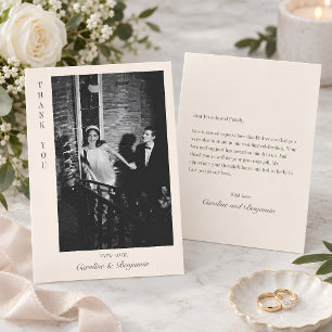 Cartão De Agradecimento Casamento Moderno com Mensagem Personalizada e Fot