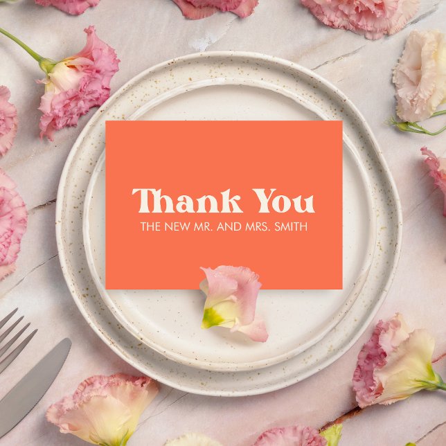 Cartão De Agradecimento Casamento Moderno com Negrito e Chic (Bold & Chic Modern Retro Wedding Thank you Card)