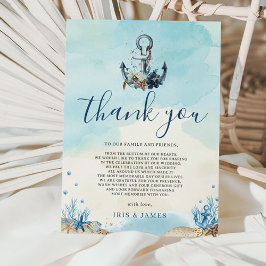 Cartão De Agradecimento Casamento Moderno da Praia da Anchor Náutica Chic