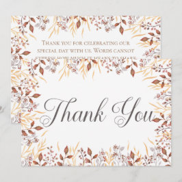 Cartão De Agradecimento Casamento Moderno de Autumn Rust & Brown Boho