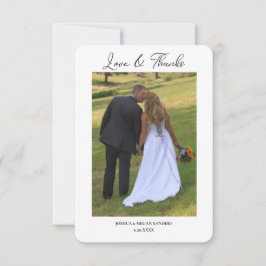Cartão De Agradecimento Casamento Moderno de Duas Fotos Amor e Gratidão