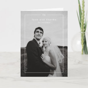 Cartão De Agradecimento Casamento Moderno de Foto Branca e Preta do eterno