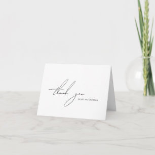 Cartão De Agradecimento Casamento Moderno de Foto Branco e Preto Limpo
