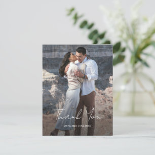 Cartão De Agradecimento Casamento Moderno de Foto Elegante
