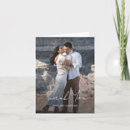 Cartão De Agradecimento Casamento Moderno de Foto Elegante