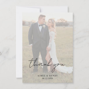 Cartão De Agradecimento Casamento Moderno de Fotos do Script Rustic