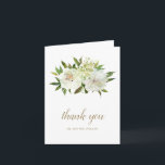 Cartão De Agradecimento Casamento Moderno Dourado Branco Elegante<br><div class="desc">Elegante cartões de agradecimentos de casamento floral dobrado com flores pintadas a aquarela em tons neutros de marfim, branco e champanhe junto com um pouco de verde. Abaixo está "obrigado você" em um script de tom dourado junto com seus nomes. O dentro tem a sua mensagem de obrigado personalizada. Este...</div>