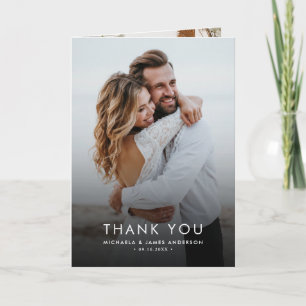 Cartão De Agradecimento Casamento Moderno Elegante com 7 Fotos