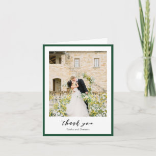 Cartão De Agradecimento Casamento Moderno Elegante Emerald Green