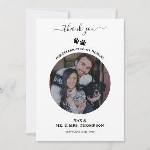 Cartão De Agradecimento Casamento Moderno Foto Casal Pet Cachorro Meus Hum