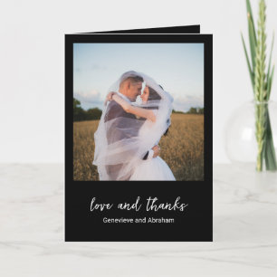 Cartão De Agradecimento Casamento Moderno Foto Preta Limpa