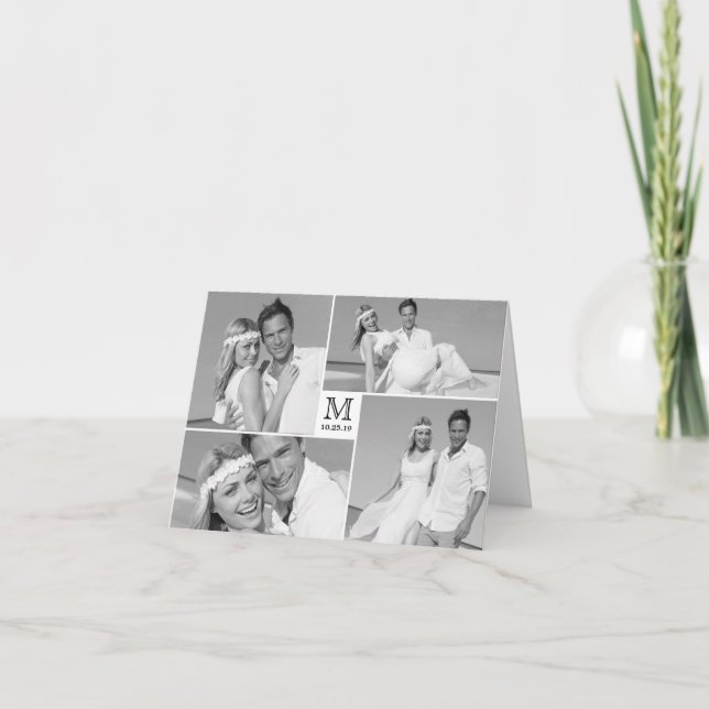Cartão De Agradecimento Casamento moderno foto simples da caixa 4 do (Frente)