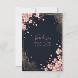 Cartão De Agradecimento Casamento Moderno Luxuoso Flor de Cerejeira