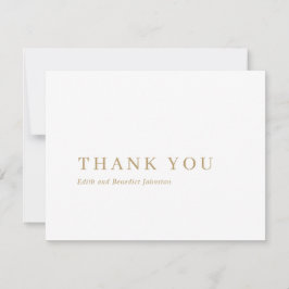 Cartão De Agradecimento Casamento Moderno Minimalista Dourado
