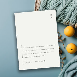 Cartão De Agradecimento Casamento Moderno Mínimo de Preto e Branco