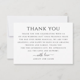 Cartão De Agradecimento Casamento moderno preto e branco. Simples e limpo