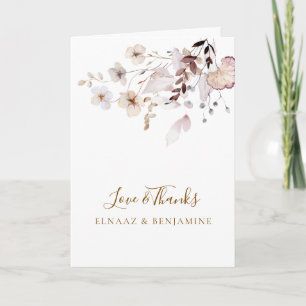 Cartão De Agradecimento Casamento Moderno Simples de Outono com Flores Sec