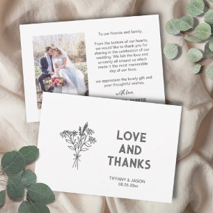 Cartão De Agradecimento Casamento Moderno Simples Limpo de Foto 1 Minimali