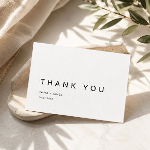 Cartão De Agradecimento Casamento Moderno Ultra Minimalista Simples