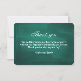 Cartão De Agradecimento Casamento moderno verde escuro. Esmeralda simples