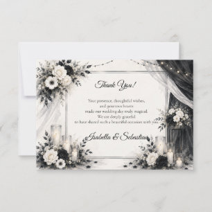 Cartão De Agradecimento Casamento Monocromático Elegante