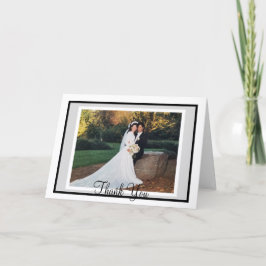 Cartão De Agradecimento Casamento Monograma Branco Cinza Foto Obrigado
