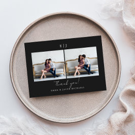 Cartão De Agradecimento Casamento Monograma Obrigado Foto Preto e Branco