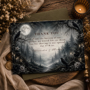 Cartão De Agradecimento Casamento Moody Gothic na Floresta