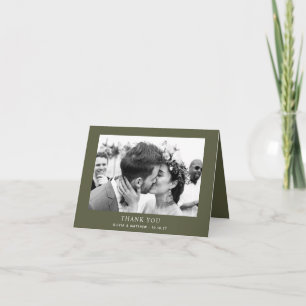 Cartão De Agradecimento Casamento na Natureza em Verde Oliva Escuro   Foto