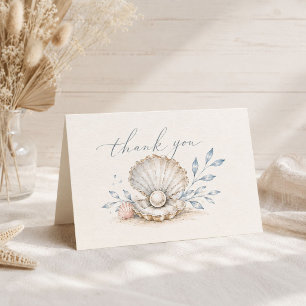 Cartão De Agradecimento Casamento na Praia & Amor Salve a Data