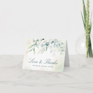 Cartão De Agradecimento Casamento Não Fotográfico Elegante Eucalyptus Gree