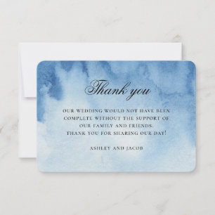 Cartão De Agradecimento Casamento náutico azul. Aquarela moderna