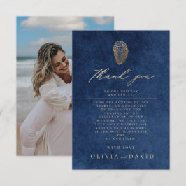 Cartão De Agradecimento Casamento Náutico Azul Marinho Moderno 