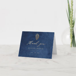Cartão De Agradecimento Casamento Náutico Azul Marinho Moderno 