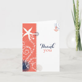 Cartão De Agradecimento Casamento Náutico Azul-Marinho - Obrigado