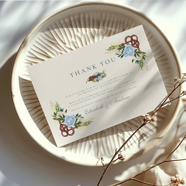 Cartão De Agradecimento Casamento Náutico Floral de Aquarela Elegante (Criador carregado)