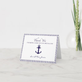 Cartão De Agradecimento Casamento Náutico Obrigado Âncora Azul