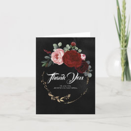 Cartão De Agradecimento Casamento Negra De Flores Vermelhas Burgundy Obrig