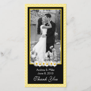 Cartão De Agradecimento Casamento Negro Amarelo Shasta Daisy Obrigado