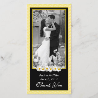 Cartão De Agradecimento Casamento Negro Amarelo Shasta Daisy Obrigado