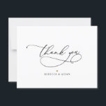 Cartão De Agradecimento Casamento Negro e Branco minimalista elegante Obri<br><div class="desc">Projetado para coordenar com a nossa coleção de casamento Na moda Script,  este Cartões de agradecimentos plano personalizável apresenta um texto gráfico de script elegante na frente e opção para adicionar uma mensagem personalizada no verso. A cor do coração pode ser mudada através da Ferramenta Design. Itens correspondentes disponíveis.</div>