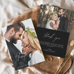 Cartão De Agradecimento Casamento Negro Escrito À Mão Obrigado 2 Fotos<br><div class="desc">Manuscrito de casamento Obrigado Cartões que têm uma foto na frente e atrás. Os cartões Fall, Autumn, Primavera, Summer and Winter... contêm uma moderna tipografia cursiva escrita escrita escrita escrita escrita escrita escrita escrita escrita escrita com letra, elegante, simples e moderna, a ser usada depois de uma simples celebração minimalista...</div>