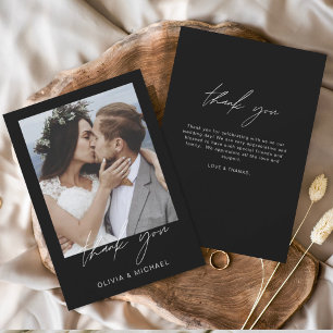 Cartão De Agradecimento Casamento Negro Obrigado Foto Simples