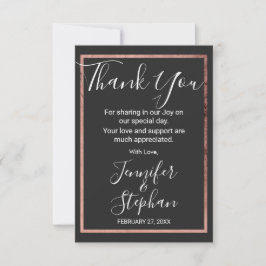 Cartão De Agradecimento Casamento Negro Simples de Fronteira de Contorno r