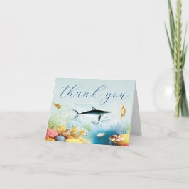 Cartão De Agradecimento Casamento no Aquário Debaixo do Mar Dobra