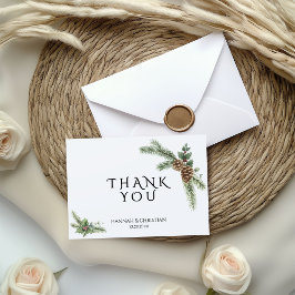 Cartão De Agradecimento Casamento no inverno com ramificações do cabo