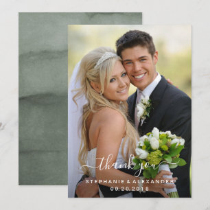 Cartão De Agradecimento Casamento no inverno de Árvores de Cores Aquátic