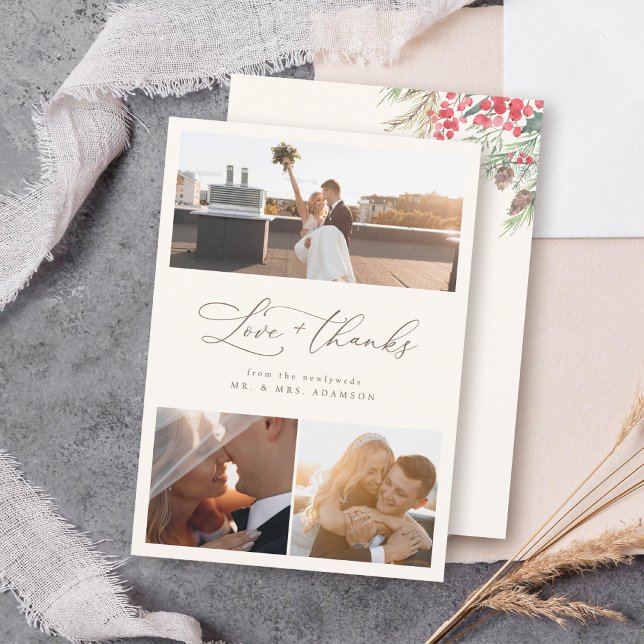 Cartão De Agradecimento Casamento no inverno Elegante Chic Obrigado (Criador carregado)